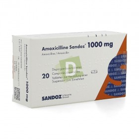 Amoxicilline Sandoz 1000 mg x 20 Comprimés dispersibles