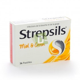 Strepsils Miel + Citron x 36 Pastilles à sucer : Combat l'infection dans la gorge