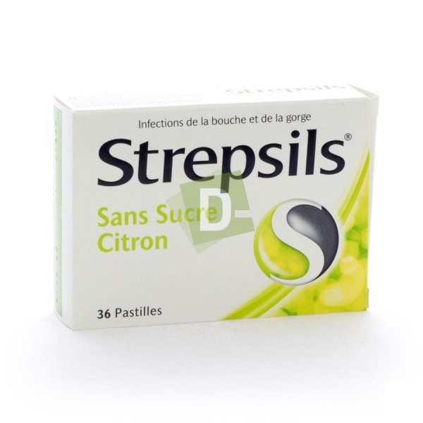 Strepsils sans sucre Citron x 36 Pastilles à sucer : Combat l'infection de la gorge
