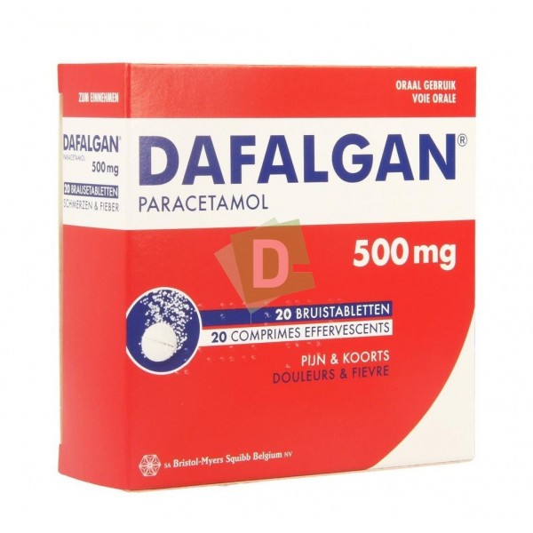 Dafalgan ( Paracétamol ) 500 mg x 20 Comprimés Efferv : Contre la douleur et la fièvre