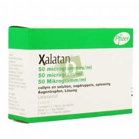 Xalatan 50 microgrammes / ml x 3 : Glaucome à angle ouvert, hypertension oculaire