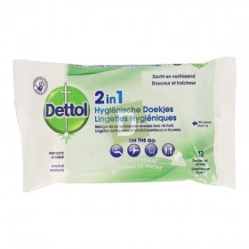 Dettol 2 en 1 Lingettes Hygiénique x 12 Pièces