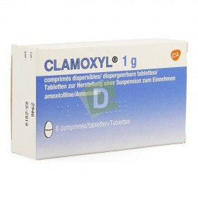 Clamoxyl 1000 mg " Tabs " x 8 Comprimés