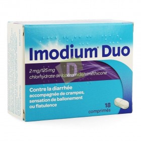 Imodium Duo x 18 Tablets: Against diarrhea accompanied by cramps, bloating and flatulence